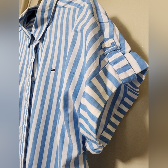 TOMMY HILFIGER Roll-Up Short Sleeve Oversize Shirt for Women - Picture 5 of 7